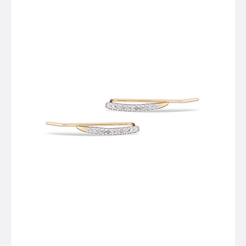 Adina Reyter Gold Small Pave Curve Wing Earring